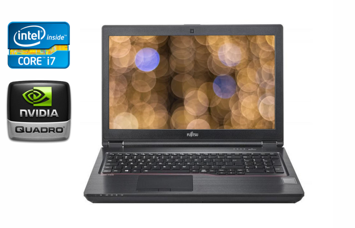 Мобильная рабочая станция Б-клас Fujitsu Celsius H780 / 15.6" (1920x1080) IPS / Intel Core i7-8750H (6 (12) ядер по 2.2 - 4.1 GHz) / 16 GB DDR4 / 512 GB SSD / nVidia Quadro P600, 4 GB GDDR5, 128-bit / HDMI / WebCam / VGA б/в - зображення 1