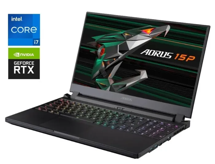 Ігровий ноутбук Gigabyte Aorus 15P KD / 15.6" (1920x1080) IPS / Intel Core i7-11800H (8 (16) ядер по 2.3 - 4.6 GHz) / 32 GB DDR4 / 960 GB SSD / nVidia GeForce RTX 3060, 6 GB GDDR6, 192-bit / WebCam б/в - зображення 1