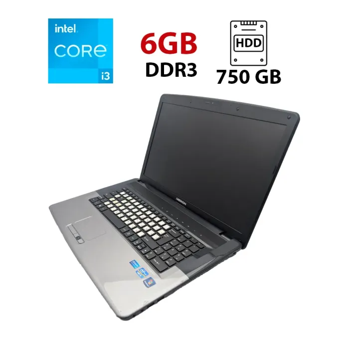 Ноутбук Medion Akoya E7220 / 17.3" (1600x900) TN / Intel Core i3-2310M (2 (4) ядра по 2.1 GHz) / 6 GB DDR3 / 750 GB HDD / Intel HD Graphics / WebCam б/в - зображення 1