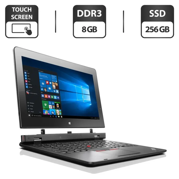 Ноутбук-трансформер Б-клас Lenovo ThinkPad Helix 20CH / 11.6" (1920x1080) TN Touch / Intel Core M-5Y10 (2 (4) ядра по 0.8 - 2.0 GHz) / 8 GB DDR3 / 256 GB SSD / Intel HD Graphics 5300 / WebCam / LTE / Windows 10 Pro б/в - зображення 1