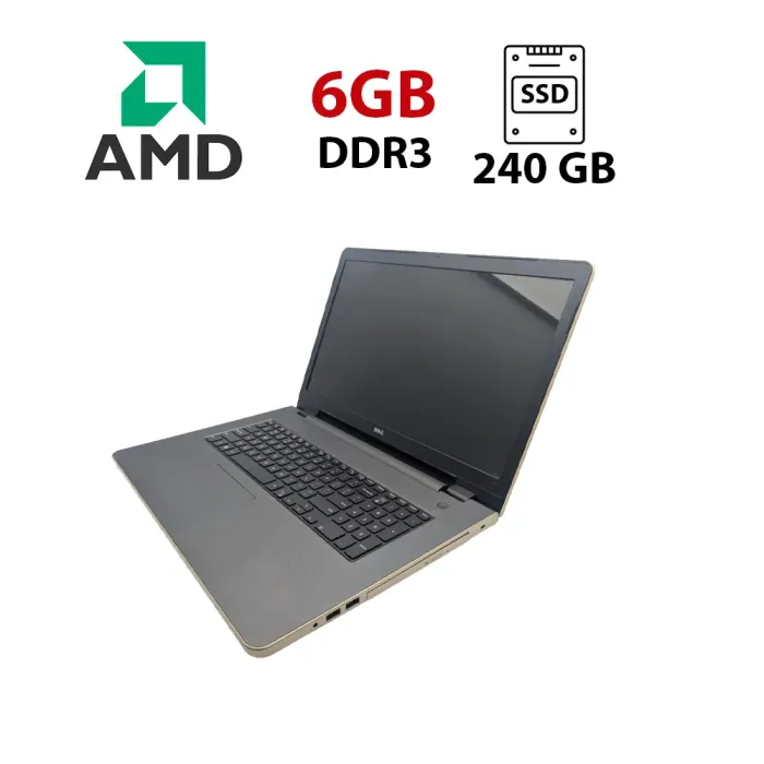 Ноутбук Dell Inspiron 15-5755 / 17.3" (1600x900) TN / AMD A8-7410 (4 ядра по 2.2 - 2.5 GHz) / 6 GB DDR3 / 240 GB SSD / AMD Radeon R5 Graphics / WebCam б/в - зображення 1