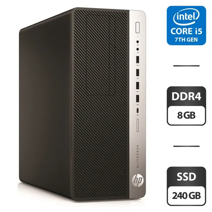 Комп'ютер HP ProDesk 600 G3 Tower / Intel Core i5-7500 (4 ядра по 3.4 - 3.8 GHz) / 8 GB DDR4 / 240 GB SSD / Intel HD Graphics 630 / Windows 11 Pro б/в - зображення 1