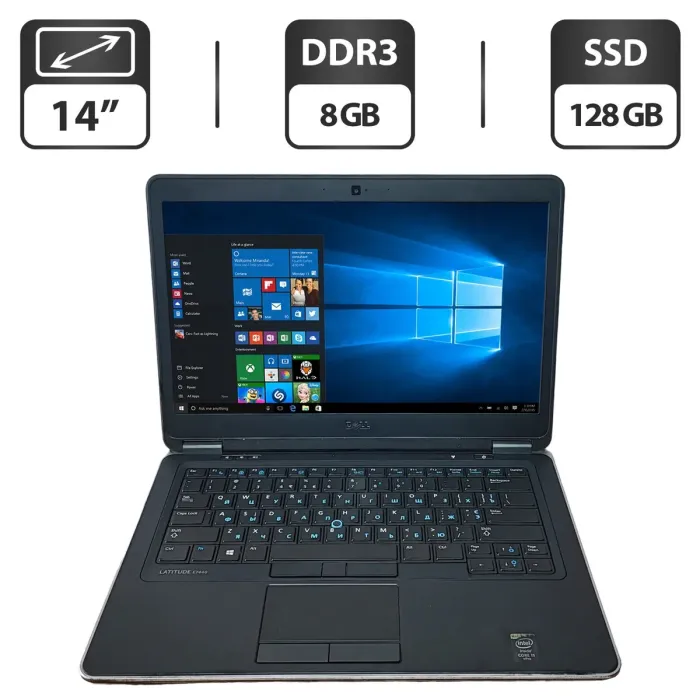 Ноутбук Dell Latitude E7440 / 14" (1366x768) TN / Intel Core i5-4310U (2 (4) ядра по 2.0 - 3.0 GHz) / 8 GB DDR3 / 128 GB SSD / Intel HD Graphics 4400 / WebCam / HDMI б/в - зображення 1