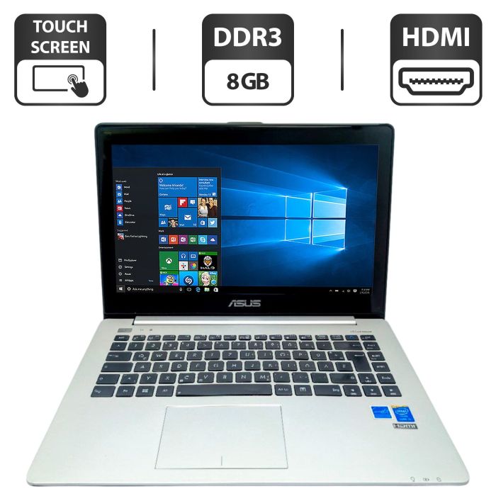 Ноутбук Asus S451L / 14" (1366x768) TN Touch / Intel Core i5-4200U (2 (4) ядра по 1.6 - 2.6 GHz) / 8 GB DDR3 / 500 GB HDD / Intel HD Graphics 4400 / WebCam б/в - зображення 1