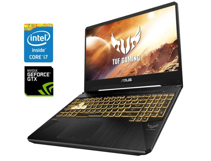 Ігровий ноутбук Б-клас Asus TUF Gaming F15 FX505GT / 15.6" (1920x1080) IPS / Intel Core i7-9750H (6 (12) ядер по 2.6 - 4.5 GHz) / 16 GB DDR4 / 512 GB SSD NVMe / nVidia GeForce GTX 1650, 4 GB GDDR6, 128-bit / WebCam б/в - зображення 1