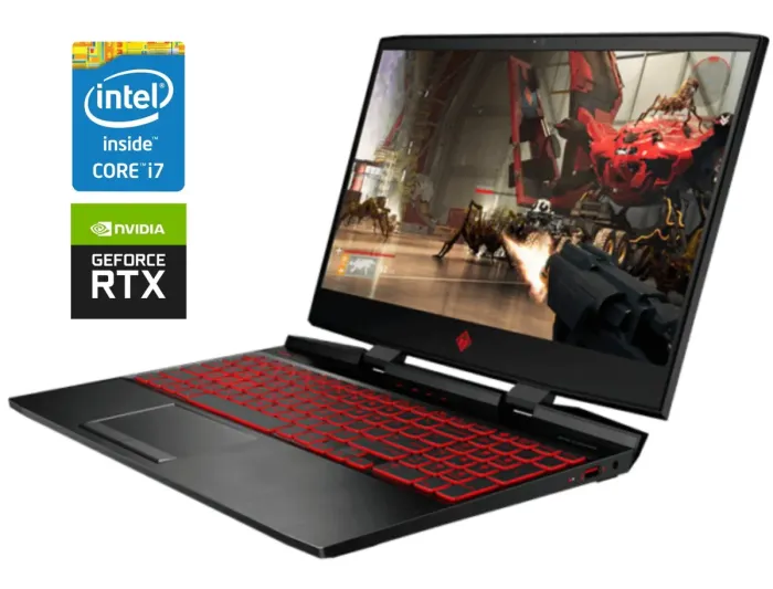 Ігровий ноутбук HP Omen 15-dc1079wm / 15.6" (1920x1080) IPS / Intel Core i7-9750H (6 (12) ядер по 2.6 - 4.5 GHz) / 16 GB DDR4 / 512 GB SSD / nVidia GeForce RTX 2070 Max-Q, 8 GB GDDR6, 256-bit / WebCam б/в - зображення 1