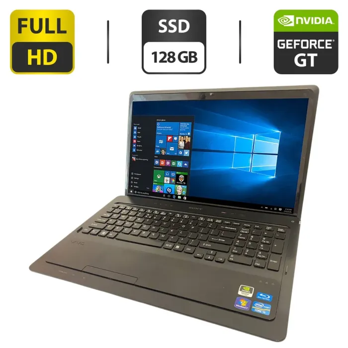 Ноутбук Б-клас Sony Vaio PCG-81412M / 15.6" (1920x1080) TN / Intel Core i5-2450M (2 (4) ядра по 2.5 - 3.1 GHz) / 8 GB DDR3 / 128 GB SSD / nVidia GeForce GT 540M, 2 GB GDDR3, 128-bit / WebCam / DVD-ROM б/в - зображення 1