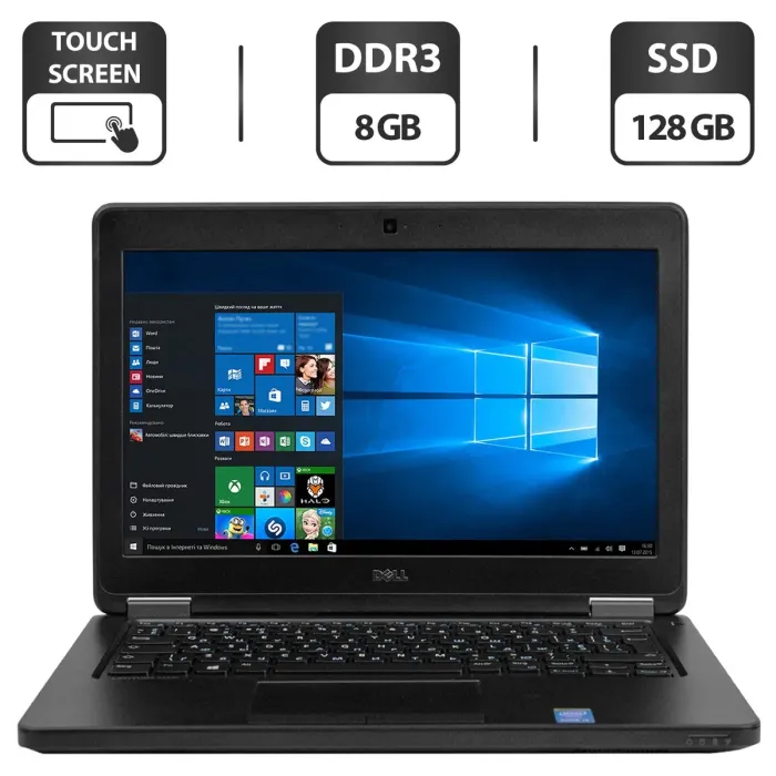 Нетбук Б-класс Dell Latitude E5250 / 12.5" IPS Touch / Intel Core i5-5300U (2(4) ядра по 2.3-2.9 GHz) / 8GB DDR3 / 128GB SSD / HD Graphics 5500 / WebCam / HDMI б/в - зображення 1