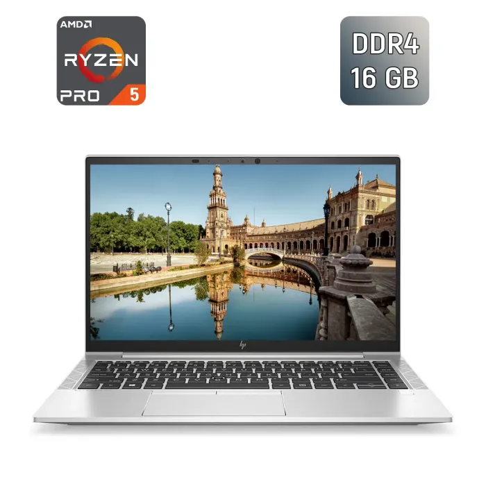 Ультрабук HP EliteBook 845 G7 / 14" (1920x1080) IPS / AMD Ryzen 5 Pro 4650U (6 (12) ядер по 2.1 - 4.0 GHz) / 16 GB DDR4 / 256 GB SSD / AMD Radeon RX Vega 6 / WebCam / TouchID б/в - зображення 1