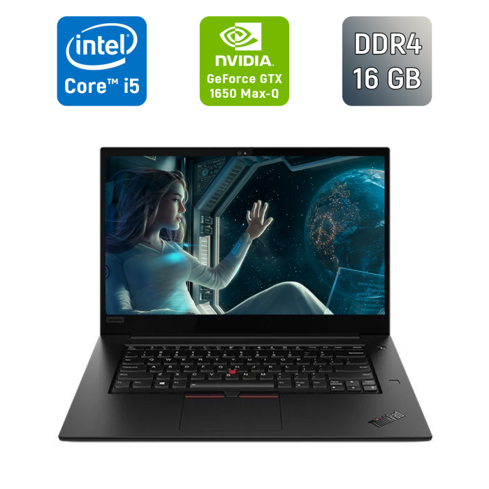 Ігровий ноутбук Lenovo ThinkPad X1 Extreme Gen 2 / 15,6" (1920x1080) IPS / Intel Core i5-9400H (4 (8) ядра по 2,5 - 4,3 ГГц) / 16 ГБ DDR4 / 512 ГБ SSD / nVidia GeForce GTX 1650 Max-Q, 4 ГБ GDDR5, 128-біт / Веб-камера / Сканер відбитків пальців б/в - зображення 1