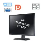 Монітор Dell U2412M / 24" (1920x1200) IPS / DP, DVI-D, VGA, USB-Hub Kensington Lock б/в