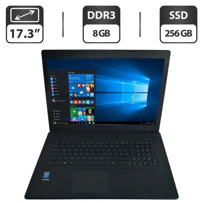 Ноутбук Asus ASUSPRO Essential P751JA / 17.3" (1600x900) TN / Intel Core i3-4000M (2 (4) ядра по 2.4 GHz) / 8 GB DDR3 / 256 GB SSD / Intel HD Graphics 4600 / WebCam / DVD-ROM б/в - зображення 1