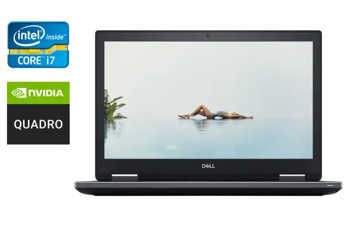 Мобільна робоча станція Dell Precision 7730 / 17.3" (1920x1080) IPS / Intel Core i7-8850H (6 (12) ядер по 2.6 - 4.3 GHz) / 32 GB DDR4 / 512 GB SSD / nVidia Quadro P5200, 16 GB GDDR5, 256-bit / WebCam / TouchID / Windows 10 б/в - зображення 1