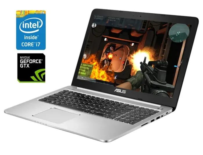 Ігровий ноутбук Asus K501UX / 15.6" (1920x1080) TN / Intel Core i7-6500U (2 (4) ядра по 2.5 - 3.1 GHz) / 12 GB DDR3 / 240 GB SSD / nVidia GeForce GTX 950M, 2 GB GDDR3, 128-bit / WebCam / Win 10 Home б/в - зображення 1