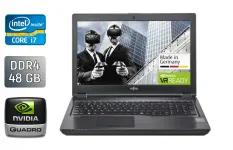 Мобільна робоча станція Fujitsu Celsius H780 / 15.6" (1920x1080) IPS / Intel Core i7-8750H (6 (12) ядер по 2.2 - 4.1 GHz) / 48 GB DDR4 / 512 GB SSD + 512 GB SSD / nVidia Quadro P600, 4 GB GDDR5, 128-bit / WebCam / Fingerprint / Windows 10 б/в