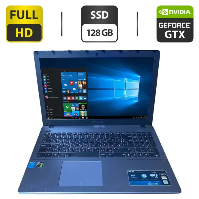 Ноутбук Asus X550J / 15.6" (1920x1080) TN / Intel Core i5-4200H (2 (4) ядра по 2.8 - 3.4 GHz) / 12 GB DDR3 / 128 GB SSD / nVidia GeForce GTX 850M, 2 GB GDDR3, 128-bit / WebCam / DVD-ROM б/в - зображення 1
