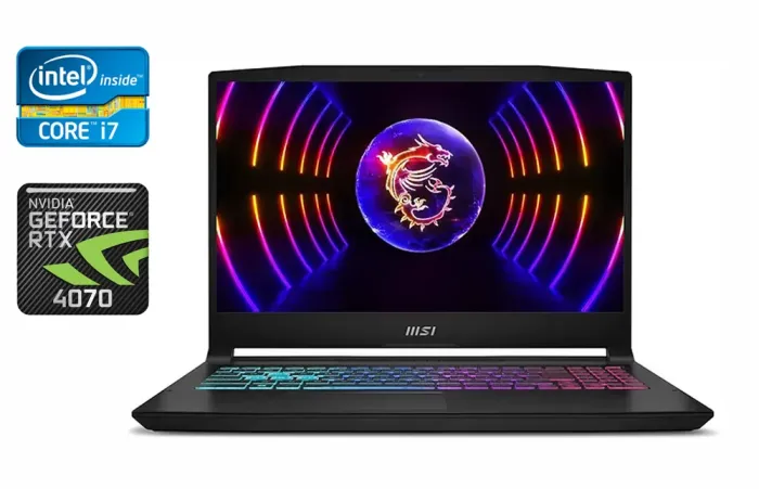 Ігровий ноутбук MSI Katana 15 B13V / 15.6" (1920x1080) IPS / Intel Core i7-13620H (10 (16) ядер по 3.6 - 4.9 GHz) / 16 GB DDR5 / 1000 GB SSD / nVidia GeForce RTX 4070, 8 GB GDDR6, 128-bit / WebCam / HDMI б/в - зображення 1