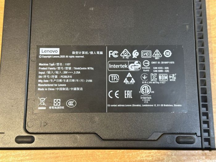 Неттоп Lenovo ThinkCentre M70q USFF / Intel Core i3-10100T (4 (8) ядра по 3.0 - 3.8 GHz) / 16 GB DDR4 / 256 GB SSD M.2 / Intel UHD Graphics 630 / USB 3.2 б/в - зображення 6