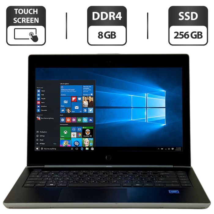 Ультрабук HP ProBook 430 G5 / 13.3" (1366x768) TN Touch / Intel Celeron 3865U (2 ядра по 1.8 GHz) / 8 GB DDR4 / 256 GB SSD / Intel HD Graphics 610 / WebCam / Windows 10 Pro б/в - зображення 1