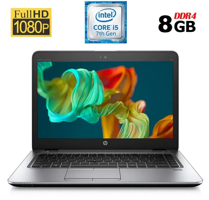 Ультрабук HP EliteBook 840 G4 / 14" (1920x1080) TN / Intel Core i5-7300U (2 (4) ядра по 2.6 - 3.5 GHz) / 8 GB DDR4 / 128 GB SSD M.2 / Intel HD Graphics 620 / WebCam / DisplayPort б/в - зображення 1