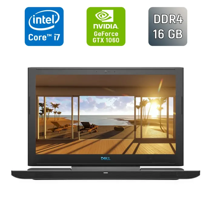 Ігровий ноутбук Dell G7 7588 / 15,6" (1920x1080) IPS / Intel Core i7-8750H (6 (12) ядер по 2,2 - 4,1 ГГц) / 16 ГБ DDR4 / 256 ГБ SSD + 1000 ГБ HDD / nVidia GeForce GTX 1060, 6 ГБ GDDR5, 192-біт / WebCam / Windows 10 б/в - изображение 1