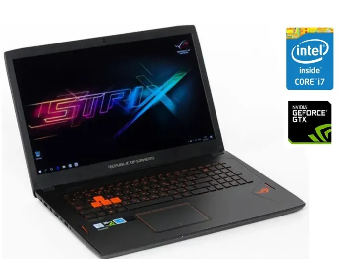 Ігровий ноутбук Б-клас Asus ROG Strix GL702VM / 17.3" (1920x1080) IPS / Intel Core i7-6700HQ (4 (8) ядра по 2.6 - 3.5 GHz) / 16 GB DDR4 / 512 GB SSD + 2000 GB HDD / nVidia GeForce GTX 1060, 6 GB GDDR5, 192-bit / WebCam / Win 10 Home б/в - зображення 1