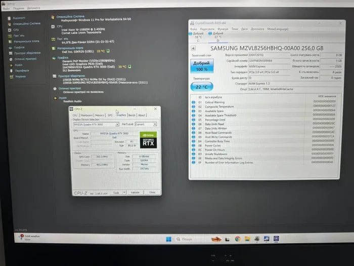 Мобільна робоча станція Dell Precision 7750 / 17.3" (1920х1080) IPS / Intel Xeon W-10885M (8 (16) ядер по 2.4 - 5.3 GHz) / 64 GB DDR4 / 256 GB SSD + 256 GB SSD / nVidia Quadro RTX 3000, 6 GB GDDR6, 192-bit / WebCam / WebCam / Win 11 Pro б/в - зображення 5