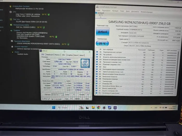 Мобільна робоча станція Б-клас Dell Precision 5540 / 15.6" (1920x1080) IPS / Intel Core i7-9850H (6 (12) ядер по 2.6 - 4.6 GHz) / 32 GB DDR4 / 256 GB SSD / nVidia Quadro T1000, 4 GB GDDR5, 128-bit / WebCam / Win 11 Pro б/в - зображення 11