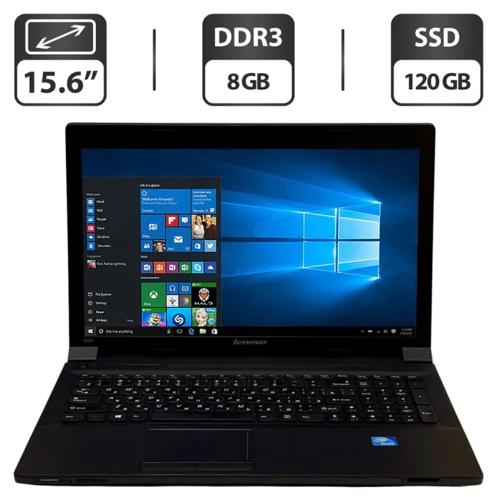 Ноутбук Lenovo B590 / 15.6" (1366x768) TN / Intel Core i5-2520M (2 (4) ядра по 2.5 - 3.2 GHz) / 8 GB DDR3 / 120 GB SSD / Intel HD Graphics 3000 / WebCam / DVD-ROM / Windows 10 Pro б/в - зображення 1
