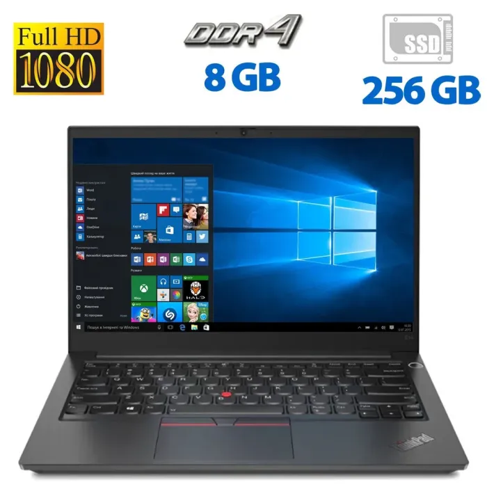 Ультрабук Б-клас Lenovo ThinkPad E14 G1 / 14'' IPS / Core i3-10110U (2(4) ядра по 2.1-4.2GHz) / 8GB DDR4 / 256GB SSD / UHD Graphics / WebCam / HDMI б/в - зображення 1