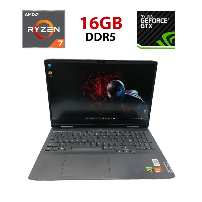 Ігровий ноутбук Lenovo LOQ / 15.6" (1920x1080) IPS / AMD Ryzen 7 7840HS (8 (16) ядер по 3.8 - 5.1 GHz) / 16 GB DDR5 / 512 GB SSD / nVidia GeForce RTX 4050, 6 GB GDDR6, 96-bit / WebCam б/в - зображення 1