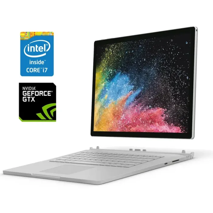 Ігровий ультрабук-трансформер Microsoft Surface Book 2 / 15.0" (3240x2160) IPS Touch / Intel Core i7-8650U (4 (8) ядра по 1.9 - 4.2 GHz) / 16 GB DDR4 / 512 GB SSD NVMe / nVidia GeForce GTX 1060 Max-Q, 6 GB GDDR5, 192-bit / WebCam б/в - зображення 1