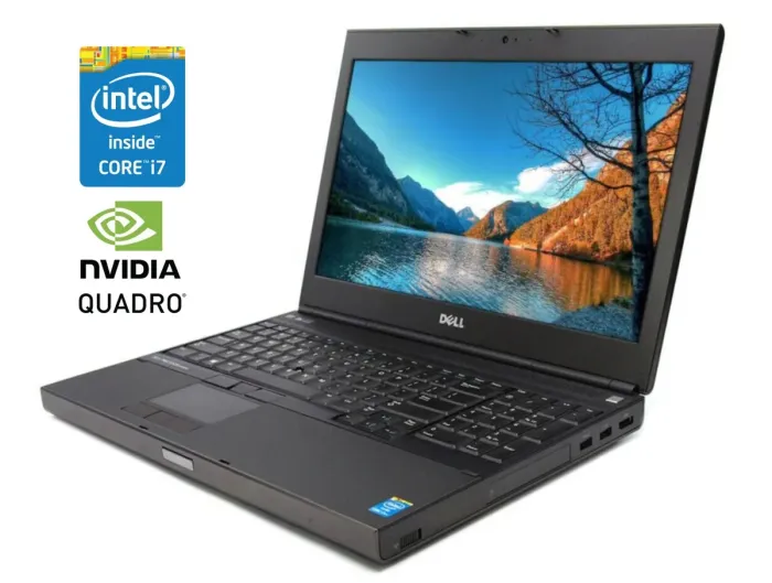 Мобільна робоча станція Б-класу Dell Precision M4800 / 15.6" (1920x1080) TN / Intel Core i7-4800MQ (4 (8) ядра по 2,7 - 3,7 ГГц) / 16 ГБ DDR3 / 256 ГБ SSD / nVidia Quadro K1100M, 2 ГБ GDDR5, 128-біт / WebCam / DVD-ROM б/в - зображення 1