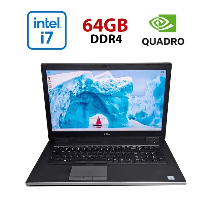 Мобільна робоча станція Dell Precision 7740 / 17,3" (1920x1080) IPS / Intel Core i7-9750H (6 (12) ядер по 2,6 - 4,5 ГГц) / 64 ГБ DDR4 / 1000 ГБ SSD / nVidia Quadro RTX 4000, 8 ГБ GDDR6, 256-біт / WebCam б/в - изображение 1