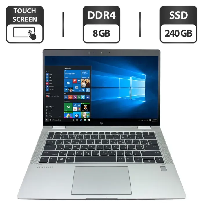 Ноутбук-трансформер Б-клас HP EliteBook x360 1030 G4 / 13.3" (1920x1080) IPS Touch / Intel Core i5-8365U (4 (8) ядра по 1.6 - 4.1 GHz) / 8 GB DDR4 / 240 GB SSD / Intel HD Graphics 620 / WebCam б/в - зображення 1
