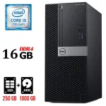 Комп'ютер Dell OptiPlex 7050 Tower / Intel Core i5-7500 (4 ядра по 3.4 - 3.8 GHz) / 16 GB DDR4 / 250 GB SSD + 1000 GB HDD / Intel HD Graphics 630 б/в