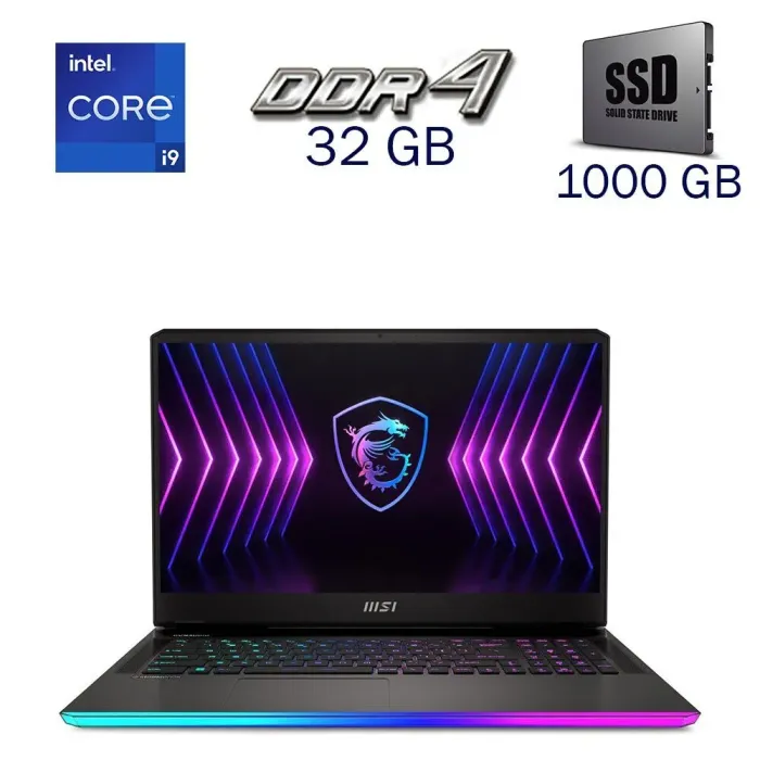 Ігровий ноутбук Б-клас MSI GE66 Raider 11UH-202US / 15.6" (2560x1440) IPS / Intel Core i9-11980HK (8 (16 ядер по 3.3 - 5.0 GHz) / 32 GB DDR4 / 1000 GB SSD / nVidia GeForce RTX 3080, 16 GB GDDR6, 256-bit / WebCam б/в - зображення 1