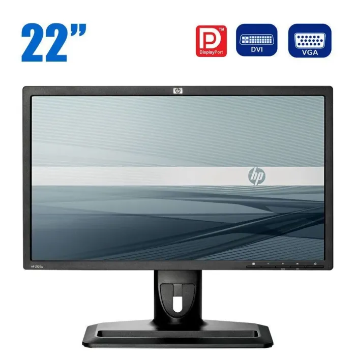 Монітор HP ZR22w/22" (1920x1080) IPS/DVI, VGA, DisplayPort/VESA 100x100 + Кабель живлення б/в - зображення 1