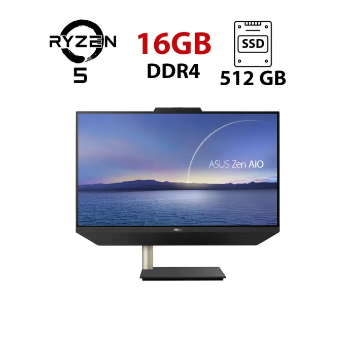 Моноблок Asus Zen AiO F5401WUA / 23,8" (1920x1080) IPS / AMD Ryzen 5 5500U (6 (12) ядер по 2,1 - 4,0 ГГц) / 16 ГБ DDR4 / 512 ГБ SSD / AMD Radeon RX Vega 7 / WebCam б/в - зображення 1