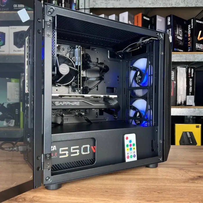 Збірка під замовлення: ігровий ПК 1stPlayer D3-3F2-Plus Black Tower / Intel Core i3-10105F (4 (8) ядер по 3.7 - 4.4 GHz) / 16 GB DDR4 / 240 GB SSD / AMD Radeon RX 570, 8 GB GDDR5, 256-bit / 550W б/в - зображення 4