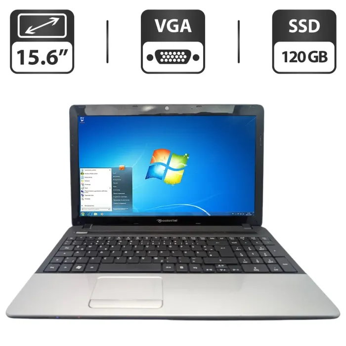Ноутбук Packard Bell EasyNote TE11BZ / 15.6" (1366x768) TN / AMD E1-1200 (2 ядра по 1.4 GHz) / 6 GB DDR3 / 120 GB SSD / AMD Radeon HD 7310 Graphics / WebCam / DVD-ROM б/в - зображення 1