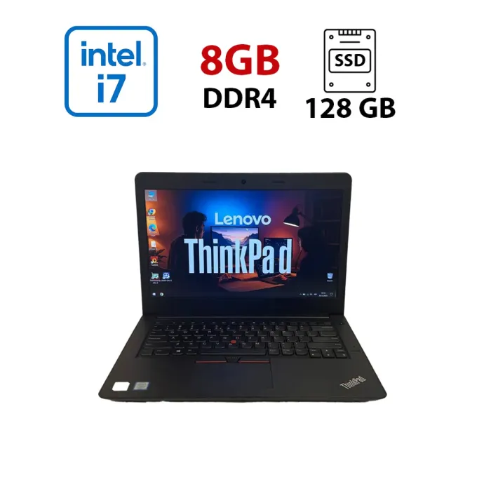 Ноутбук Lenovo ThinkPad E470 / 14" (1920×1080) IPS / Intel Core i7-7500U (2 (4) ядра по 2.7 - 3.5 GHz) / 8 GB DDR4 / 128 GB SSD / nVidia GeForce 940MX, 2 GB GDDR5, 64-bit / WebCam б/в - зображення 1