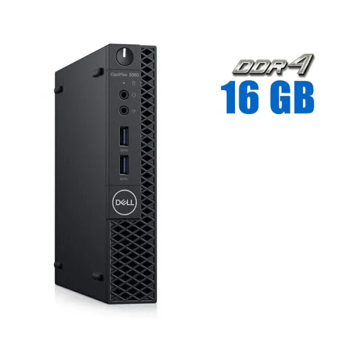 Неттоп Dell OptiPlex 3060 USFF / Intel Core i3-8100T (4 ядра по 3.1 GHz) / 16 GB DDR4 / 512 GB SSD / Intel UHD Graphics 630 / 65W б/в - зображення 1