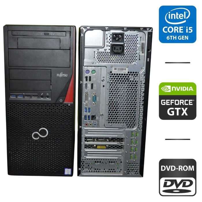 Комп'ютер Fujitsu Esprimo P756 E90 Tower / Intel Core i5-6500 (4 ядра по 3,2 - 3,6 ГГц) / 8 ГБ DDR4 / 160 ГБ HDD / nVidia GeForce GTX 745, 2 ГБ GDDR3, 128-біт / Windows 10 Pro б/в - зображення 1