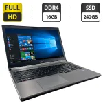 Ноутбук Fujitsu LifeBook E756 / 15.6'' (1920x1080) IPS / Intel Core i7-6500U (2 (4) ядра по 2.5 - 3.1 GHz) / 16 GB DDR4 / 240 GB SSD / Intel HD Graphics 520 б/в