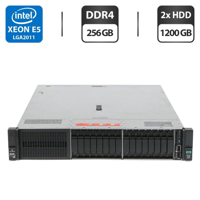 Сервер HP ProLiant DL380 Gen9 (18x 2.5 SFF) 2U Rack / 2x Intel Xeon E5-2667 v3 (8 (16) ядра по 3.2 - 3.6 GHz) / 256 GB DDR4 / 2x 1200 GB HDD (SAS) / RAID HP Smart Array P440ar / 2x 500W б/в - изображение 1