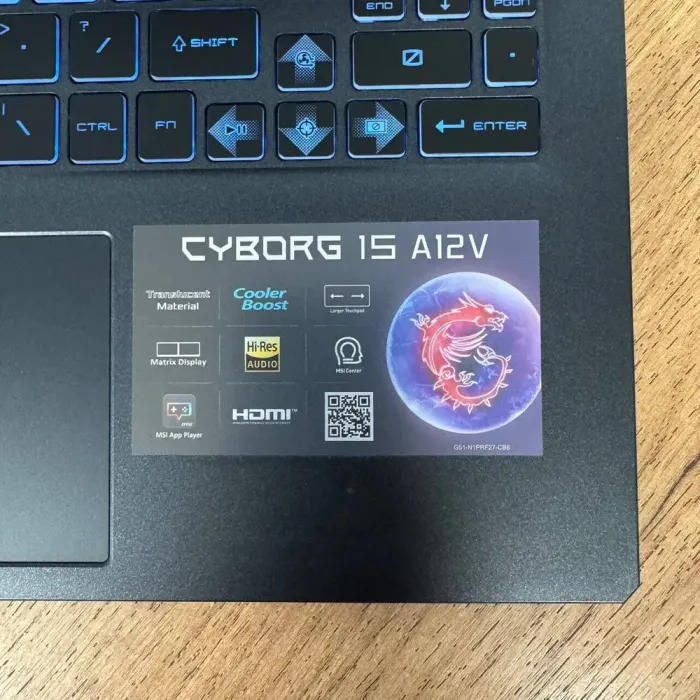 Ігровий ноутбук MSI Cyborg 15 A12VE / 15.6" (1920x1080) IPS / Intel Core i5-12450H (8 (12) ядер по 3.3 - 4.4 GHz) / 8 GB DDR5 / 512 GB SSD NVMe / nVidia GeForce RTX 4050, 6 GB GDDR6, 96-bit / WebCam б/в - зображення 7