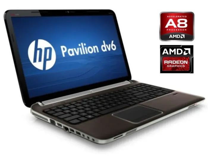 Ноутбук Б-клас HP Pavilion dv6-6135dx / 15.6" (1366x768) TN / AMD A8-3500M (4 ядра по 1.5 - 2.4 GHz) / 8 GB DDR3 / 128 GB SSD / AMD Radeon 6600M, 1 GB GDDR5, 32-bit / WebCam / Win 10 Pro б/в - зображення 1