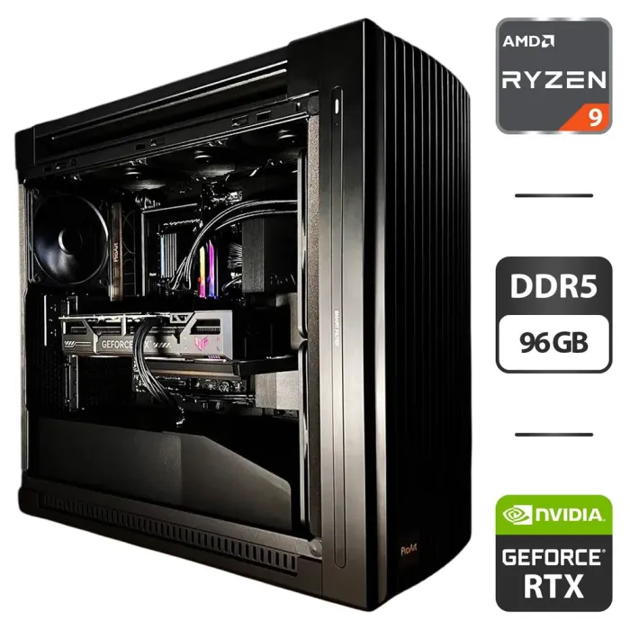 Збірка на замовлення: ігровий ПК Asus ProArt PA602 Black Tower / AMD Ryzen 9 9950X3D (16 (32) ядер по 4,3 - 5,7 ГГц) / 96 ГБ DDR5 / 2000 ГБ SSD M.2 + 4000 ГБ HDD / nVidia GeForce RTX 5070 Ti, 16 ГБ GDDR7, 256-bit / 1000 Вт - зображення 1