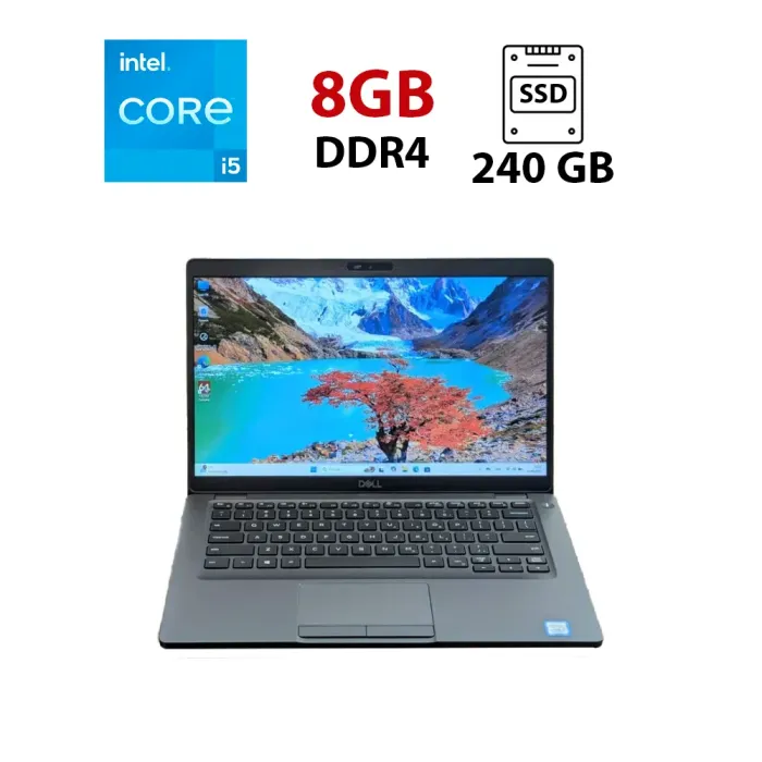 Ноутбук Б-клас Dell Latitude 5401 / 14" (1366x768) TN / Intel Core i5-9300H (4 (8) ядра по 2.4 - 4.1 GHz) / 8 GB DDR4 / 240 GB SSD / Intel UHD Graphics 630 / WebCam б/в - зображення 1